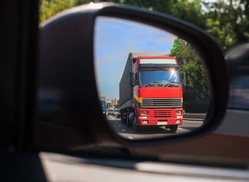 Truck in mirror