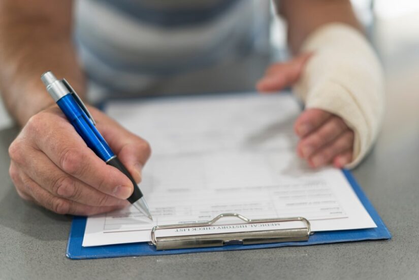 Personal Injury Claim A Man With A Broken Arm Filling Out A Personal Injury Claim Form