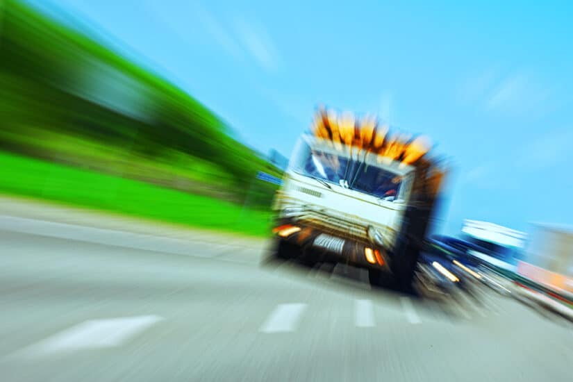 Commercial truck involved in a high-speed roadway incident, representing claims handled by a Santa Barbara truck accident attorney.